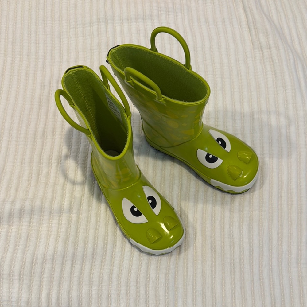 Kids Green Dragon Rain Boots